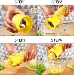 img 1 attached to 🌽 Stainless Steel Corn Stripper - Cob Corn Peeler and Kernel Cutter with Protective Cover for Home, Kitchen, and Restaurant - Corn Peeling Knife - High-Quality Corn Peeling Tools