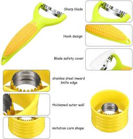 img 2 attached to 🌽 Stainless Steel Corn Stripper - Cob Corn Peeler and Kernel Cutter with Protective Cover for Home, Kitchen, and Restaurant - Corn Peeling Knife - High-Quality Corn Peeling Tools