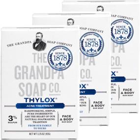 img 1 attached to 🧼 Grandpa's Thylox Acne Treatment Soap with Sulfur - 3.25 oz (3-pack): Powerful Solution for Clear Skin