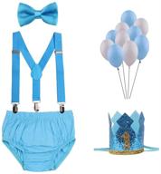 👶 baby boy's 1st birthday cake smash set - crown, bloomers, bowtie, suspenders for party celebration logo