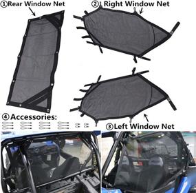 img 4 attached to MFC UTV Window Net Roll Cage Mesh Net Guard Front Rear Right Left Window Shade Shield Net Cover Door Scratch Prevention Compatible with UTV Polaris RZR 570 800 1000 900 RZR XP Turbo 2015-2019 2 Seater