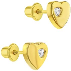 img 3 attached to 💎 Gold Plated Little Heart Cubic Zirconia Screw Back Earrings: Stylish and Secure Jewelry for Toddlers and Young Girls