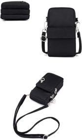 img 1 attached to 👜 Black Oxford Crossbody Bag with 3-Layered Zipper, Wristlet, and Shoulder Pouch - Compatible with iPhone Xs Max, LG V40 V35 G7 ThinQ, Stylo 4, Motorola Moto g6 z3 e5, Google Pixel 3 XL - Wallet Purse Armband