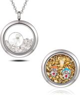 🔒 stainless steel memory locket necklace with floating charms - perfect gift for girls (2 lockets) logo