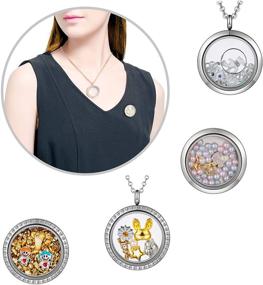 img 1 attached to 🔒 Stainless Steel Memory Locket Necklace with Floating Charms - Perfect Gift for Girls (2 Lockets)