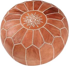 img 1 attached to Moroccan Leather Ottoman Pouf Cover