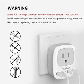 img 2 attached to TESSAN European Plug Adapter 3 Pack: Travel Power Adaptor with Type C Outlet Adapter Charger & 2 USB Ports for EU, Spain, Iceland, Italy, Germany, France, Israel & More!