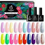 beetles gel nail polish set: spring into summer collection - 20 colors of pastel neon, glitter and purple nail gel polish in red, pink logo