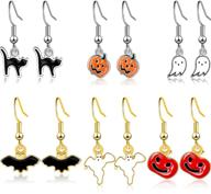 🎃 halloween earrings set with pumpkins, black cats, bats, and ghosts included logo