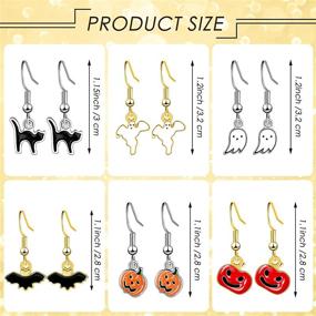 img 3 attached to 🎃 Halloween Earrings Set with Pumpkins, Black Cats, Bats, and Ghosts Included