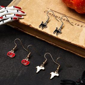 img 1 attached to 🎃 Halloween Earrings Set with Pumpkins, Black Cats, Bats, and Ghosts Included