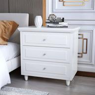 🛏️ white 3 drawer nightstand with wooden legs – perfect for bedroom and living room – awqm logo