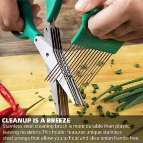 img 2 attached to 🔪 Multipurpose Kitchen Herb Scissors Set with 5 Stainless Steel Blades, Safe Cover, and Cleaning Comb - Sharp, Dishwasher Safe Chopping Shear, Mincer, and Culinary Cutter Gadget