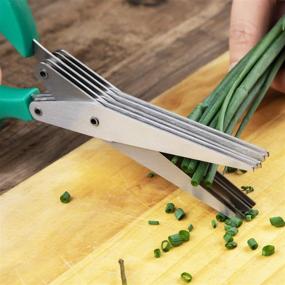 img 3 attached to 🔪 Multipurpose Kitchen Herb Scissors Set with 5 Stainless Steel Blades, Safe Cover, and Cleaning Comb - Sharp, Dishwasher Safe Chopping Shear, Mincer, and Culinary Cutter Gadget