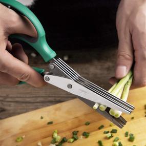 img 1 attached to 🔪 Multipurpose Kitchen Herb Scissors Set with 5 Stainless Steel Blades, Safe Cover, and Cleaning Comb - Sharp, Dishwasher Safe Chopping Shear, Mincer, and Culinary Cutter Gadget