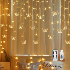 img 4 attached to 🦋 Enchanting Butterfly Curtain Fairy Lights: 120LED 24 Butterflies Twinkle String Lights with Remote, 8 Modes USB Powered Christmas Lights for Wedding, Bedroom, Party Decoration