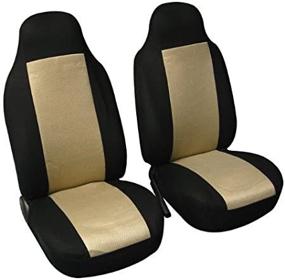 img 4 attached to FH Group Beige Classic Cloth 3D Air Mesh Front Bucket Auto Seat Cover - Set of 2