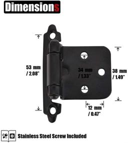 img 3 attached to 🚪 JQK 1/2 Inch Overlay Cabinet Door Hinges - Flush, Matte Black (20 Pack, CH200-BK-P20)