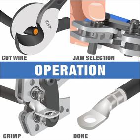 img 2 attached to 🔧 IWISS Battery Cable Lug Crimper: Heavy Duty Tool for 8-1/0 AWG Wire Lugs with Wire Shear Cutter