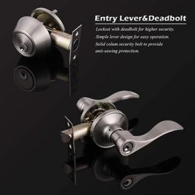 img 1 attached to 🔒 Satin Nickel Finished Keyed Alike Single Cylinder Deadbolt Exterior Door Lever Lockset and Combination Set, Including Door Knob with Lock and Deadbolt - 1Pack