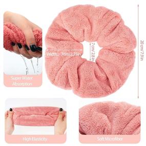 img 3 attached to 🧖 Large Microfiber Towel Hair Scrunchies: Soft & Thick Drying Scrunchies for Wet and Dry Hair - Classic Colors