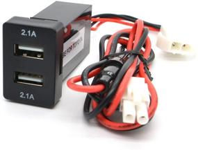 img 4 attached to 🔌 Cllena 4.2A-2 Dual USB Charger Power Socket with Blue Light for Toyota, including Fuse and 2.3ft Wiring