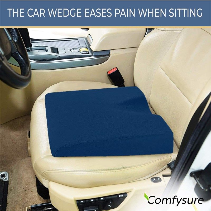 Car Wedge Seat Cushion For Car Seat Driver/Passenger- Wedge Car Seat  Cushions For Driving Improve Vision/Posture - Memory Foam Car Seat Cushion  For Hip Pain 