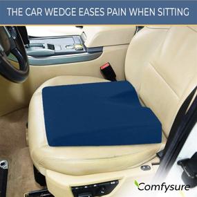 img 3 attached to 🚗 Прямоугольная подушка для автомобильного сиденья ComfySure - памятная полужесткая подушка из пены синего цвета для ортопедической поддержки и облегчения боли