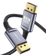 🔌 jsaux 10ft displayport cable, display port to displayport cable for 144hz monitor, 4k@60hz/2k@144hz dp cable gold-plated, compatible with lenovo, dell, hp, asus, and more (grey) logo