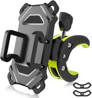 🚲 universal bike phone mount holder with 360° rotation - adjustable anti shake silicone bands for cycling - compatible with iphone x, 8, 7 plus, galaxy - bicycle cell phone rack logo