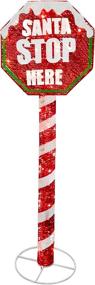 img 1 attached to National Tree 60 Inch Sisal Red Stop Sign Pole: Brightening up with 100 White LED Mini Lights (DF-080018U)