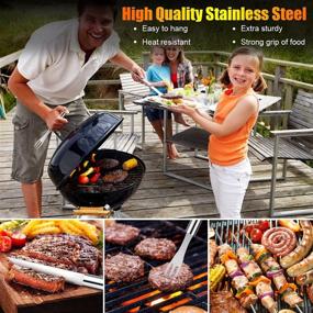 img 2 attached to 🔥 DanByte Grilling Accessories BBQ Tools Set: Complete 31PCS Stainless Steel Grilling Kit for Men with Storage, Thermometer - Perfect for Camping, Backyard, Barbecue