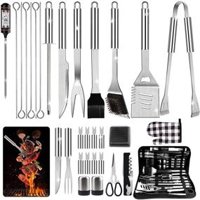 img 4 attached to 🔥 DanByte Grilling Accessories BBQ Tools Set: Complete 31PCS Stainless Steel Grilling Kit for Men with Storage, Thermometer - Perfect for Camping, Backyard, Barbecue