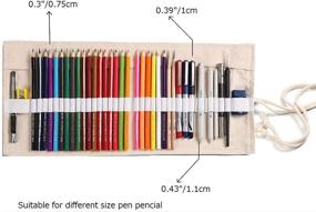 img 3 attached to 🎨 Large Capacity Creative Canvas Roll Up Pencil Case: Pen Pencil Pouch Holder with Color Pencils Wrap Stationery Case. Ideal Pencil Organizer for Students, Artists, and Travelers. Perfect Gift! Choose from 36/48/72 Slots (72-Slots, White)