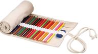 🎨 large capacity creative canvas roll up pencil case: pen pencil pouch holder with color pencils wrap stationery case. ideal pencil organizer for students, artists, and travelers. perfect gift! choose from 36/48/72 slots (72-slots, white) logo