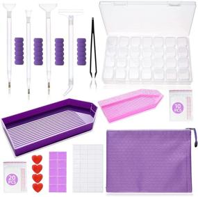 img 4 attached to 💜 ORNALES Diamond Painting Tools - Diamond Dots Accessories Kit-Diamond Embroidery Box with Slots - Cute Purple Design for Adults, Girls, and Women (Purple)