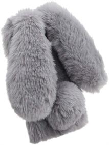 img 2 attached to 🐰 LCHDA Rabbit Case for Samsung Galaxy A01: Cute 3D Bunny Ears, Furry Hairball & Plush Fur, Grey
