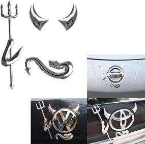 img 1 attached to 🚗 Универсальный наклейка Xotic Tech Auto Car Emblem 3D PVC в стиле дьявола для декорации автомобиля.