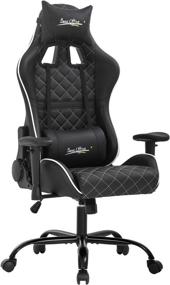 img 4 attached to 🎮 White PC Gaming Chair with Lumbar Support, Ergonomic Design, Adjustable Armrest, and Swivel Functionality - Ideal for Home Office, E-Sports, and Computer Gaming