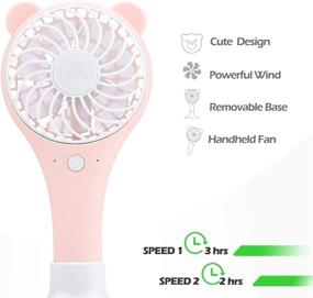 img 3 attached to 🌬️ TONYHONEY Mini Handheld Fan Portable with 1200mAh Rechargeable Battery - Electric Fan for Home Office, Travel, and Outdoor - 2 Modes, Pink