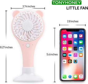 img 2 attached to 🌬️ TONYHONEY Mini Handheld Fan Portable with 1200mAh Rechargeable Battery - Electric Fan for Home Office, Travel, and Outdoor - 2 Modes, Pink