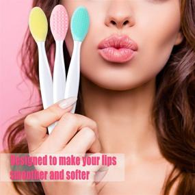 img 3 attached to 💄 Enhance Your Lip Appeal with 4-Piece Silicone Exfoliating Lip Brush Set (Rose Red, Yellow, Mint Green, Pink)