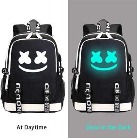 img 3 attached to 🎒 Aithas Smile Luminous Backpack: USB Charging Port & DJ Bracelet for Students - Black, Large