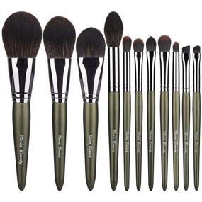 img 4 attached to 💄 Enhance Your Makeup Game with EVRCHGIEA Makeup Brushes Set: Premium Synthetic Brushes for Flawless Application on-the-go (Dark Green 11pcs)