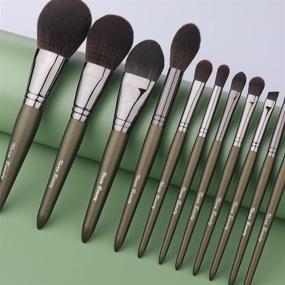 img 3 attached to 💄 Enhance Your Makeup Game with EVRCHGIEA Makeup Brushes Set: Premium Synthetic Brushes for Flawless Application on-the-go (Dark Green 11pcs)