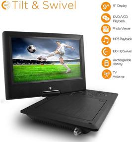 img 3 attached to 📀 Ematic Portable DVD Player: 9-inch LCD Screen, Swivel Design, Travel Bag, Headphones & TV Tuner - Black