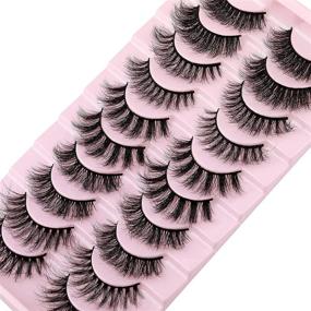 img 2 attached to 👁️ Fluffy Dramatic & Natural Thick Volume Faux Mink Lashes – 10 Pairs, 5 Styles – 3D Strip Eye Lashes Wispy Fake Lashes Pack