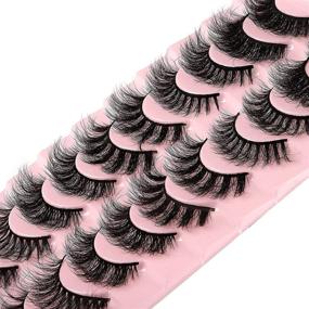 img 1 attached to 👁️ Fluffy Dramatic & Natural Thick Volume Faux Mink Lashes – 10 Pairs, 5 Styles – 3D Strip Eye Lashes Wispy Fake Lashes Pack