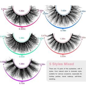 img 3 attached to 👁️ Fluffy Dramatic & Natural Thick Volume Faux Mink Lashes – 10 Pairs, 5 Styles – 3D Strip Eye Lashes Wispy Fake Lashes Pack