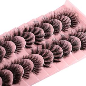 img 4 attached to 👁️ Fluffy Dramatic & Natural Thick Volume Faux Mink Lashes – 10 Pairs, 5 Styles – 3D Strip Eye Lashes Wispy Fake Lashes Pack